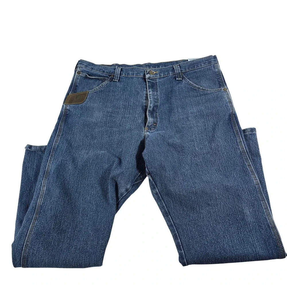 Wrangler RIGGS Workwear Mens Relaxed Fit Jeans Dark Wash 42x32 3WAC5MS‎ Blue